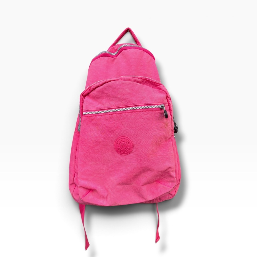 Kipling Seoul Large Laptop Backpack Neon Pink Crinkle Nylon Travel School Bag